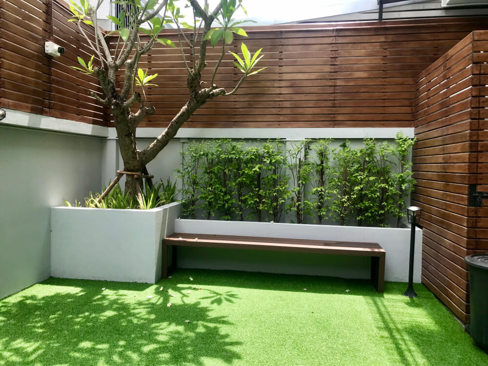 Backyard Landscape Design With Artificial Grass Garden