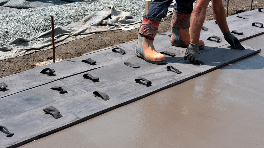 Workers Stamping a Concrete Patio Floor