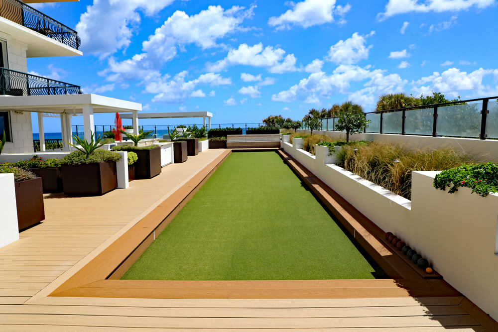 Beautiful Upscale Bocce Ball Court With Artificial Turf