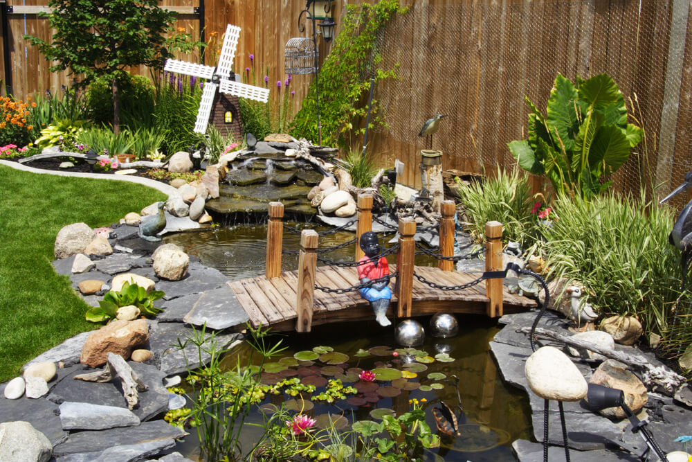 A beautifully designed water garden feature.